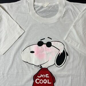 Vintage Joe Cool New York‎ Tshirt Single Stitch Size M White Puff Print Snoopy